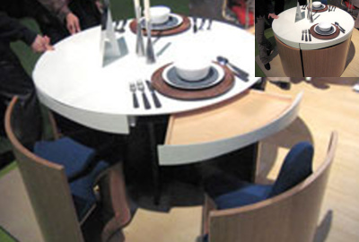 2 v 1– to je kulatý ostrůvek a stůl v jednom…ideální do malého prostoru, nebo kuchyně navazující na obývací část domu či bytu. Foto: Weburbanist.com