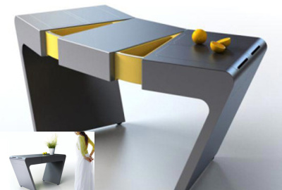 Servisní pult a stůl v jednom. Maximálně praktická věcička s minimálním požadavkem na prostor. Foto: Yankoodesign.com